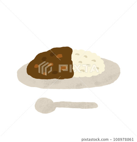 Watercolor hand-painted curry and rice illustration Watercolor hand-painted curry and rice illustration 108978861