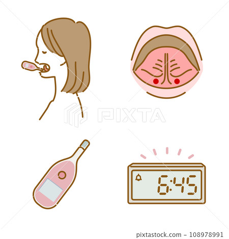 Women's health: Basal body temperature measurement set (female thermometer and digital clock) 108978991