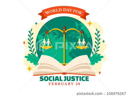 World Day of Social Justice Vector Illustration on February 20 with Scales or Hammer for a Just Relationship and Injustice Protection in Background 108979267