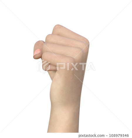Illustration of a woman's pose holding her hand seen from the side 3D illustration of hand signs only 108979346