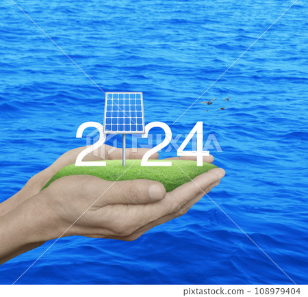 Happy new year 2024 ecological cover concept 108979404