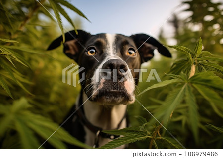 A police bulldog sniffs out marijuana. A police bulldog sniffs out marijuana. 108979486
