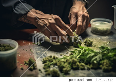 The process of making jam from marijuana. 108979548