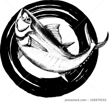 鮪魚的日式 sumi-e 標記插圖 108979593