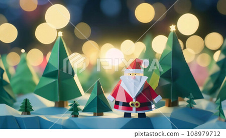 Santa Claus in winter landscape, Christmas Background, ai generated Santa Claus in winter landscape, Christmas Background, ai generated 108979712