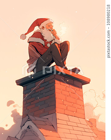 Santa Claus sitting on the chimney Santa Claus sitting on the chimney 108980218