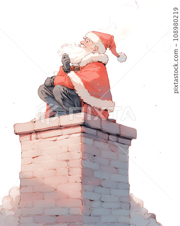 Santa Claus sitting on the chimney 108980219