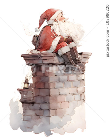 Santa Claus sitting on the chimney 108980220