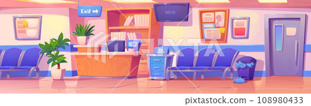 Hospital reception interior - cartoon vector Hospital reception interior - cartoon vector 108980433