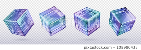 3d crystal light holographic glass cube vector 108980435