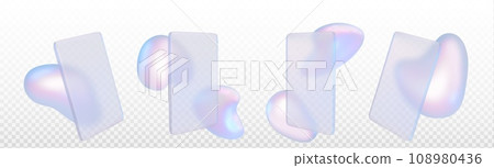 3d holographic glass morphism liquid bubble shape 108980436