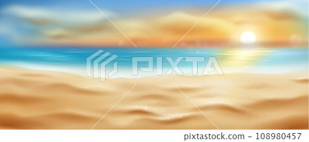 Realistic sea or ocean beach background with sand Realistic sea or ocean beach background with sand 108980457
