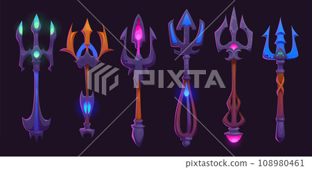 Cartoon god trident - vector illustration set Cartoon god trident - vector illustration set 108980461