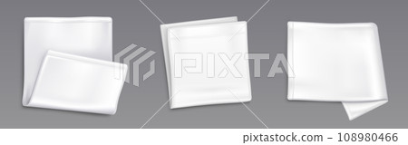 White handkerchief mockup - folded kitchen towel. 108980466