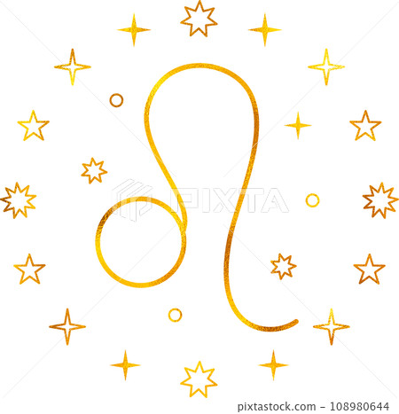 Leo zodiac sign with gold foil effect. 108980644