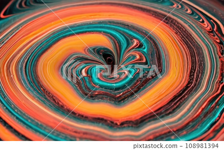 fluid metallic paint pour and color blending  108981394