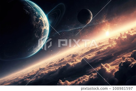 universe planets Milkyway and stars  108981597