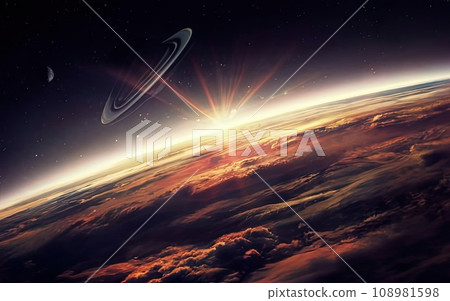 universe planets Milkyway and stars  108981598