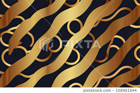 Golden wavy lines pattern background 108981844