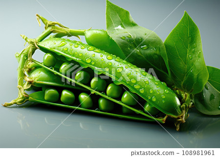 Fresh green peas on the background 108981961