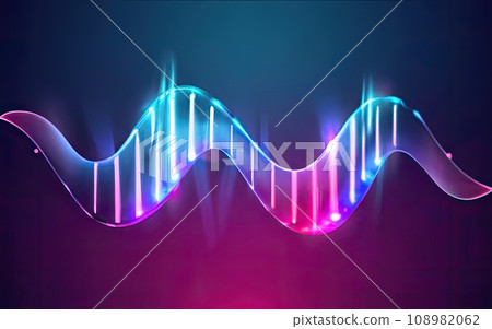 Neon rounded pulse waves with shining effects on dark background Neon rounded pulse waves with shining effects on dark background 108982062