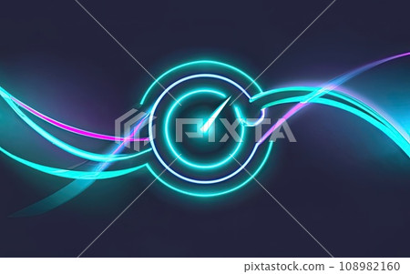 Neon rounded pulse waves with shining effects on dark background Neon rounded pulse waves with shining effects on dark background 108982160