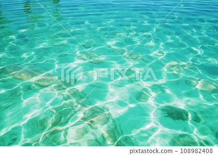 The blue sea view shining bright and transparent in summer. generative ai. The blue sea view shining bright and transparent in summer. generative ai. 108982408