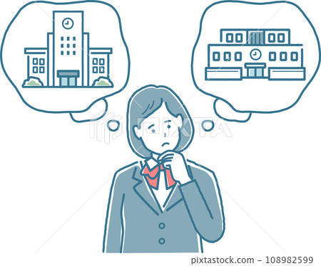 A female student who is worried about the school of her choice 108982599