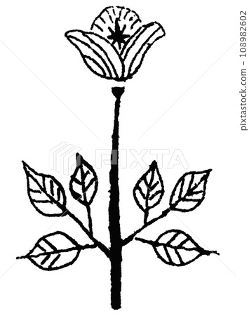Retro floral monochrome illustration 108982602