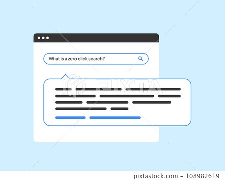 Zero Click Searches vector illustration. Get instant answers with search queries that display information directly on the search engine result page, without additional clicks 108982619