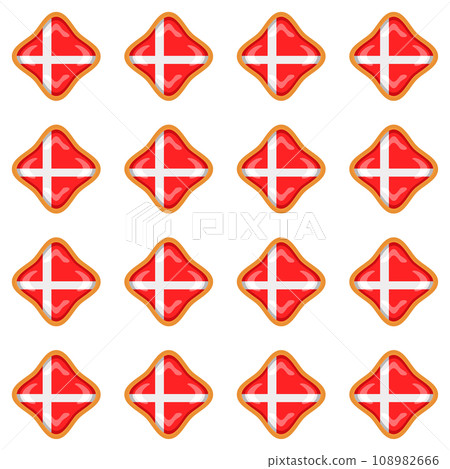 Pattern cookie with flag country Denmark in tasty biscuit Pattern cookie with flag country Denmark in tasty biscuit 108982666