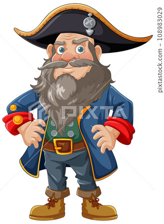 Cheerful Pirate Cartoon Character Wearing Pirate Hat Cheerful Pirate Cartoon Character Wearing Pirate Hat 108983029