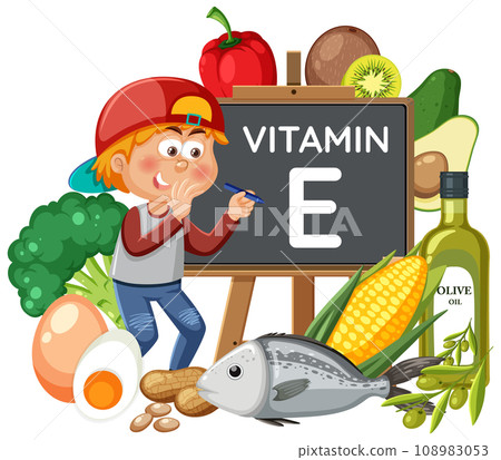 Male Student Writing Vitamin E on Blackboard Male Student Writing Vitamin E on Blackboard 108983053