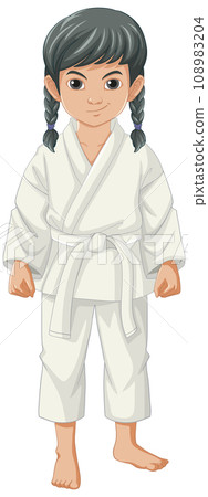 Girl with Ponytail Wearing Judo Outfit 108983204