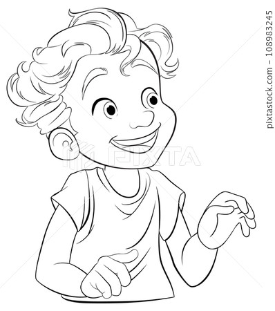 Cute Boy Cartoon Character Outline Illustration Cute Boy Cartoon Character Outline Illustration 108983245