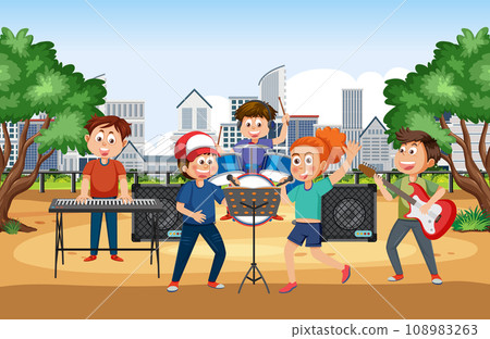 Young People's Music Band Performing at Park 108983263