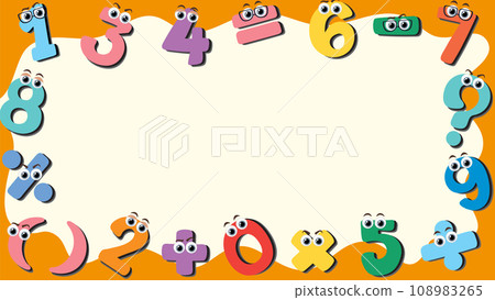 Math Number and Symbol with Eyes Character 108983265