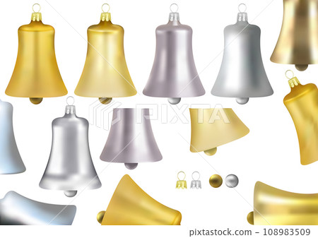 Set of Gold and Silver Xmas Bells Set of Gold and Silver Xmas Bells 108983509