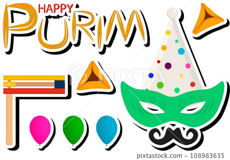 Beautiful illustration on theme of celebrating annual holiday Purim 108983635