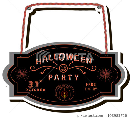 Illustration on theme sticker for celebration holiday Halloween with orange pumpkins 108983726