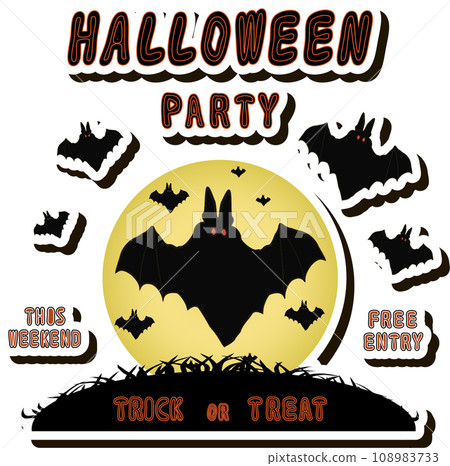 Illustration on theme sticker for celebration holiday Halloween with orange pumpkins Illustration on theme sticker for celebration holiday Halloween with orange pumpkins 108983733