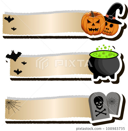 Illustration on theme sticker for celebration holiday Halloween with orange pumpkins 108983735