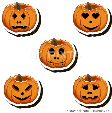 Illustration on theme sticker for celebration holiday Halloween with orange pumpkins Illustration on theme sticker for celebration holiday Halloween with orange pumpkins 108983743