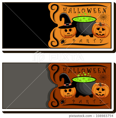 Illustration on theme sticker for celebration holiday Halloween with orange pumpkins Illustration on theme sticker for celebration holiday Halloween with orange pumpkins 108983754