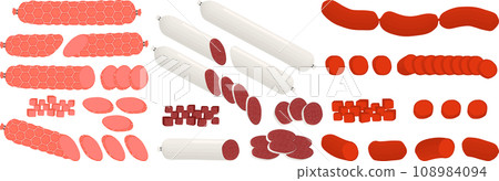big set different types delicatessen meat sausages big set different types delicatessen meat sausages 108984094