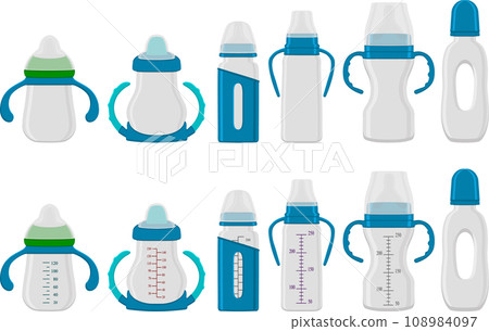 big kit baby milk in bottle with rubber pacifier 108984097