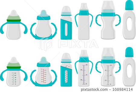 big kit baby milk in bottle with rubber pacifier big kit baby milk in bottle with rubber pacifier 108984114