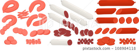 big set different types delicatessen meat sausages big set different types delicatessen meat sausages 108984118