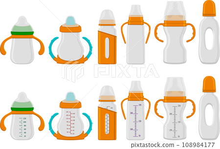 big kit baby milk in bottle with rubber pacifier 108984177