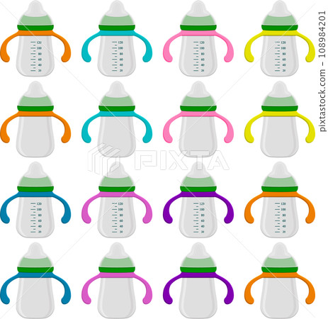 big kit baby milk in bottle with rubber pacifier 108984201